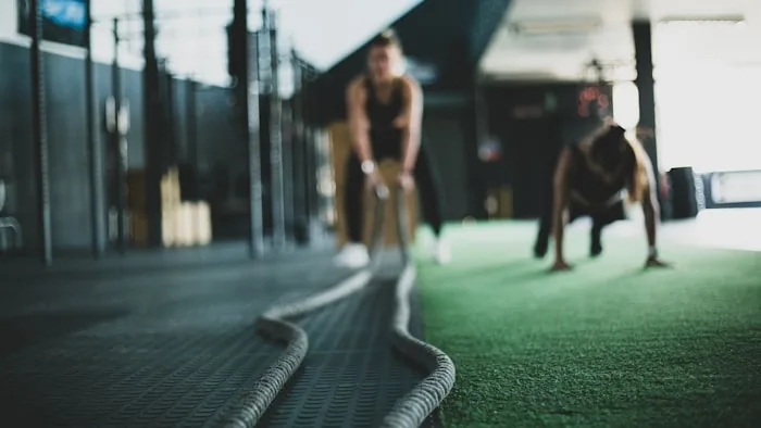 Functional training area with battle ropes